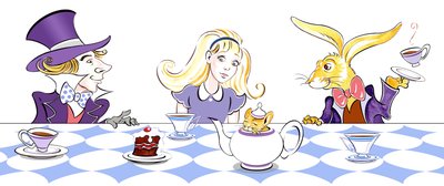 De Theepartij van de Gekke Hoedenmaker - illustratie bij Lewis Carrolls Alice